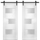 Double Barn Doors Opaque Glass / Sete 6933 White Silk / 13FT Rail, 72" X 80" ( 2* 36x80)