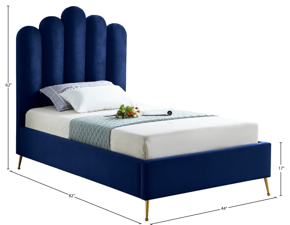 Lily Velvet Bed, Navy, Twin