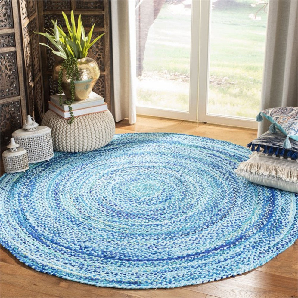 Safavieh Braided 6' Round Hand Woven Rug in Turquoise