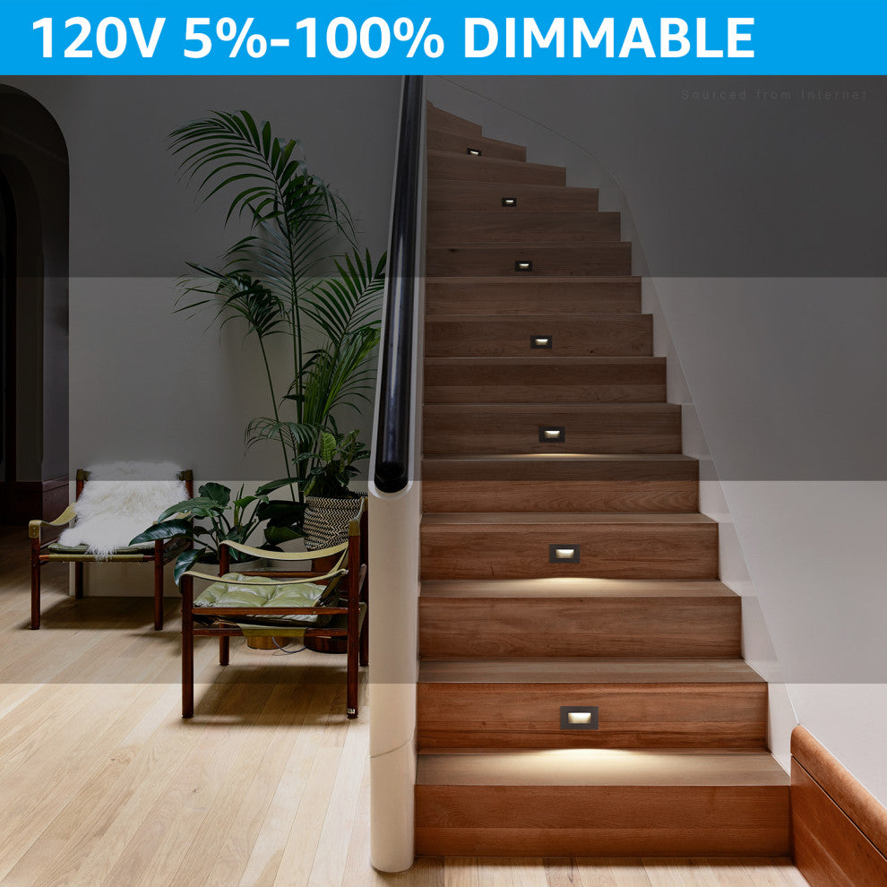 24 Pack 5CCT 120V LED Stair Lights Indoor Outdoor, 150LM 5%-100% Dimmable