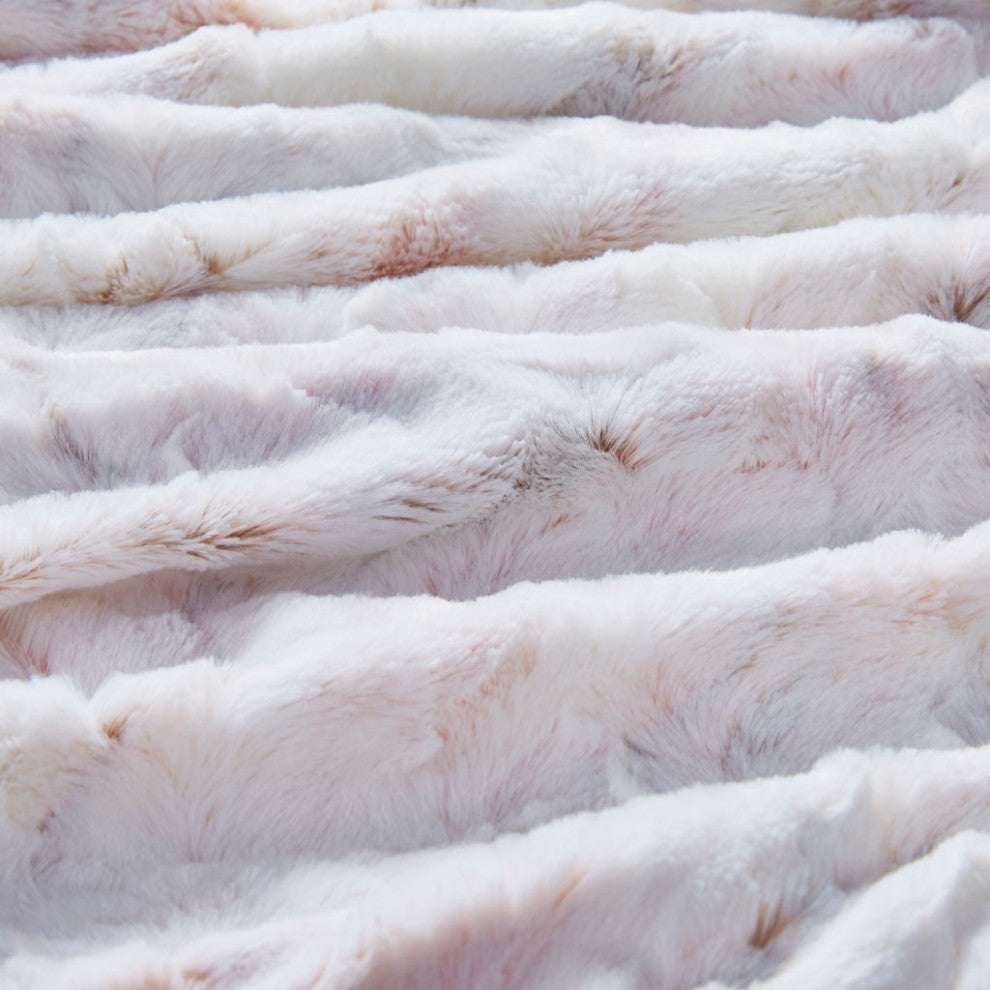 Madison Park Sachi Oversized Faux Fur Throw, Blush