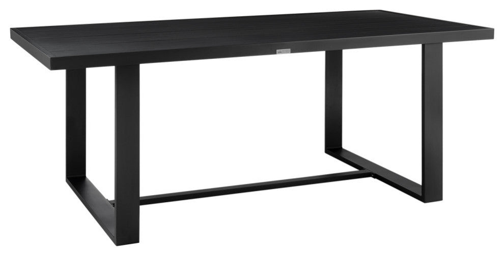 Felicia Outdoor Patio Dining Table Set, Aluminum With Gray Rope and Cushions, 7-Piece