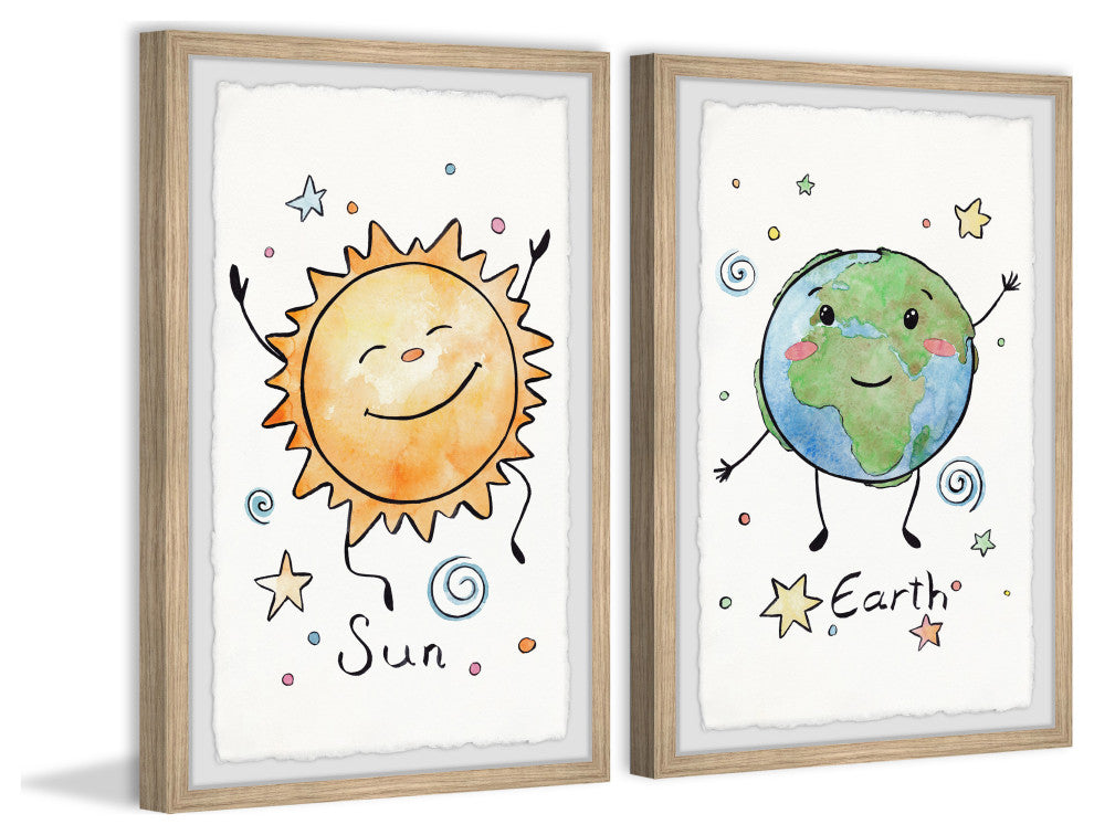 Sun and Earth Diptych, 2-Piece Set, 24x36 Panels