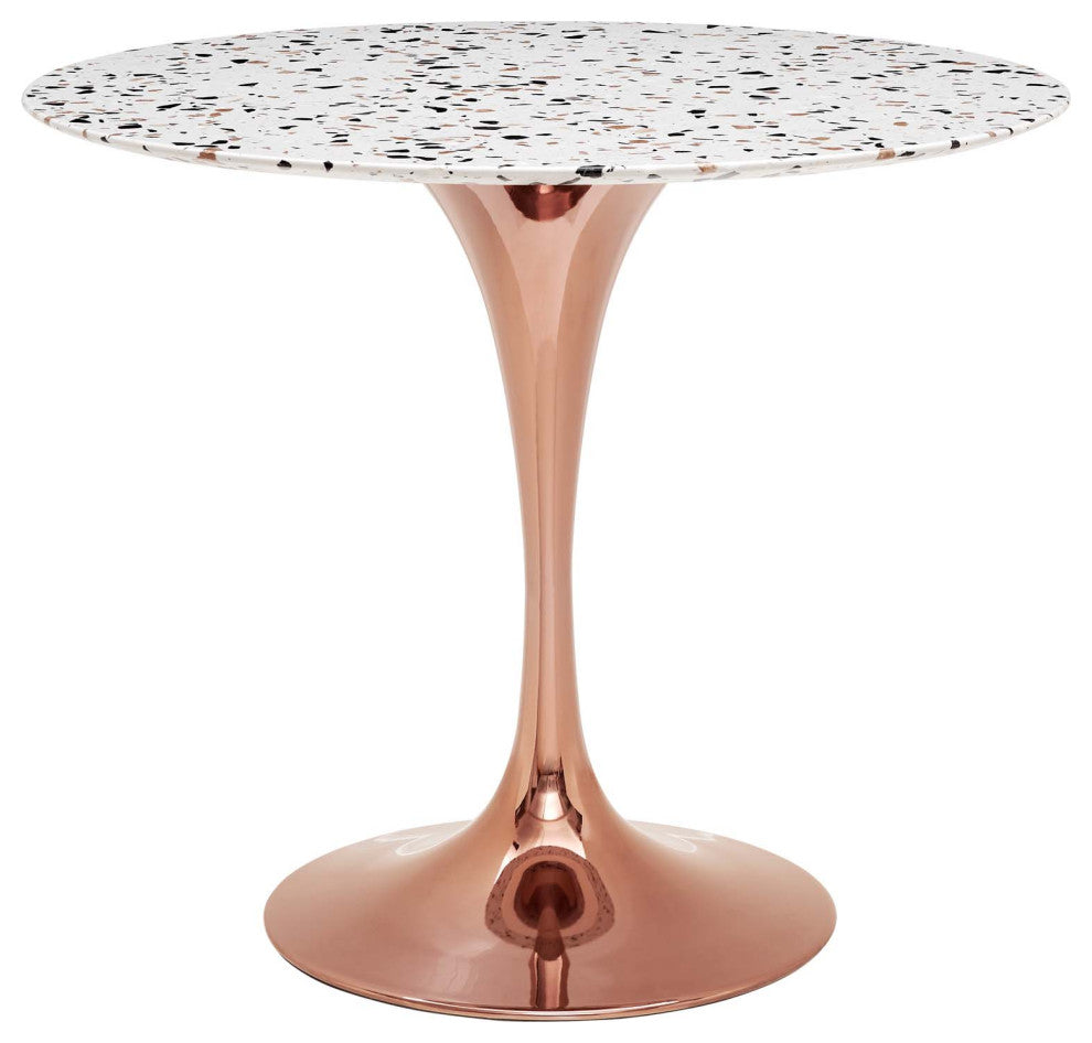 36" Dining Table, Round, Pink White, Metal, Modern, Cafe Bistro Hospitality