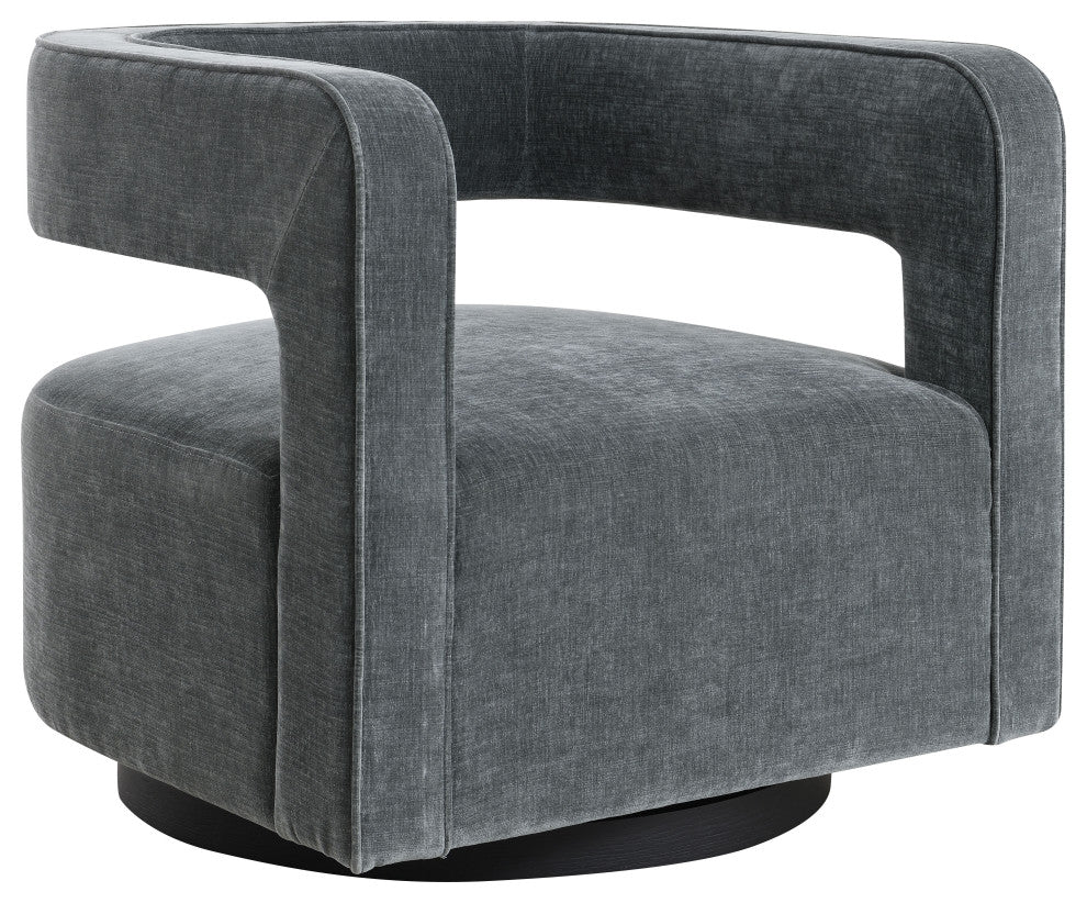 Lunar Stain-Resistant Fabric Swivel Chair, Charcoal