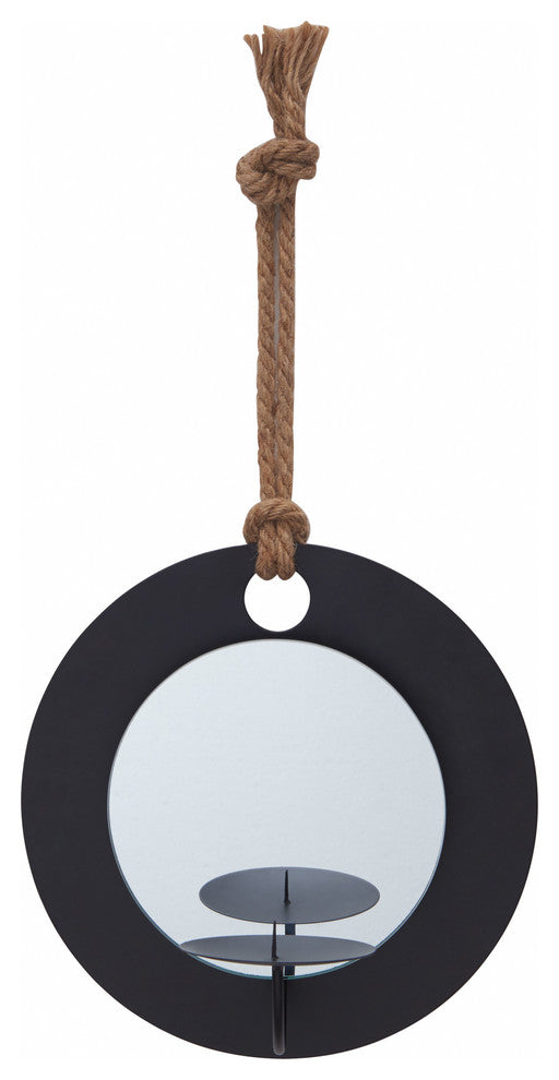 Round Pillar Candle Sconce With Rope