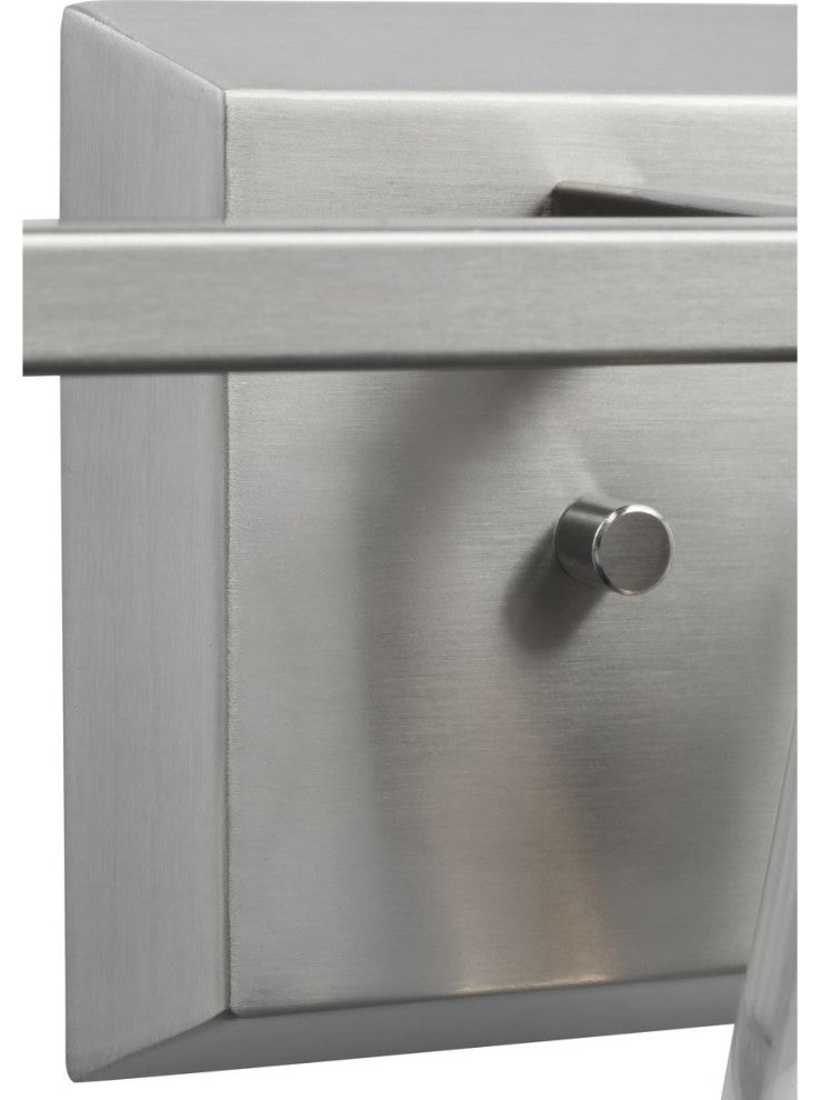 Vertex Collection Three-Light Brushed Nickel Clear Glass Contemporary Bath Light