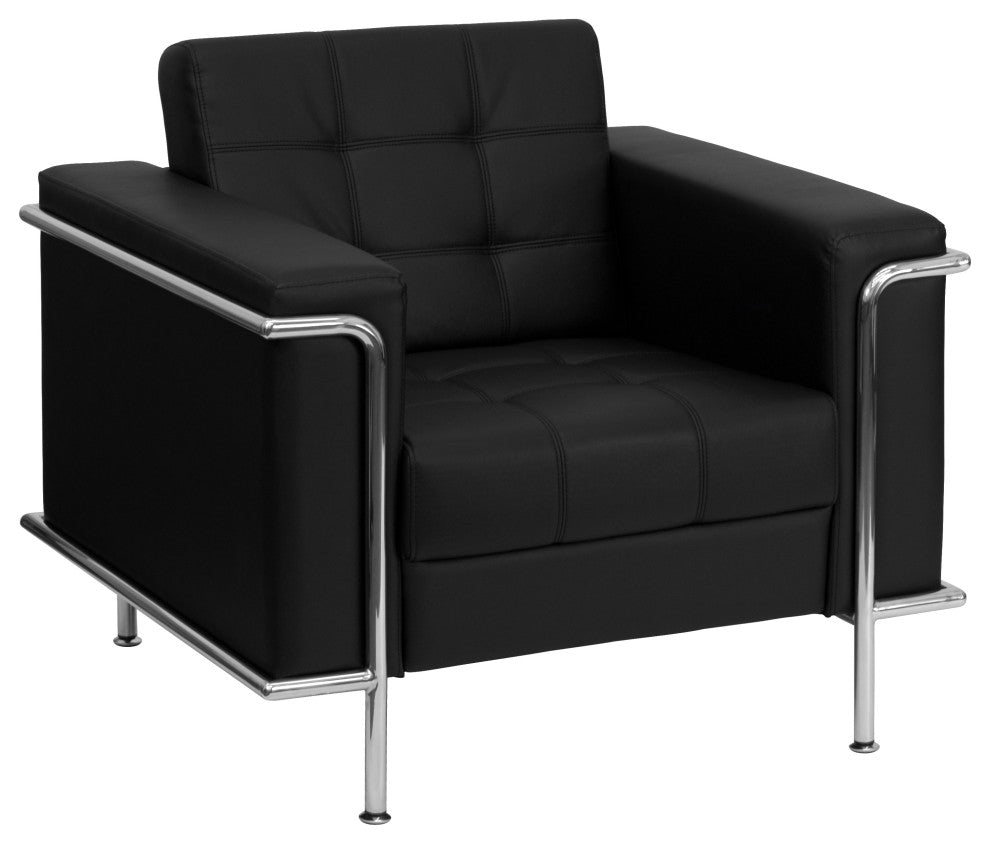 HERCULES Lesley Series Contemporary Black LeatherSoft Chair with Encasing Frame