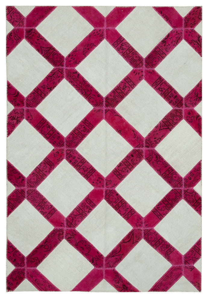 Rug N Carpet - Handwoven Oriental 6' 6" x 9' 7" Boho Patchwork Area Rug