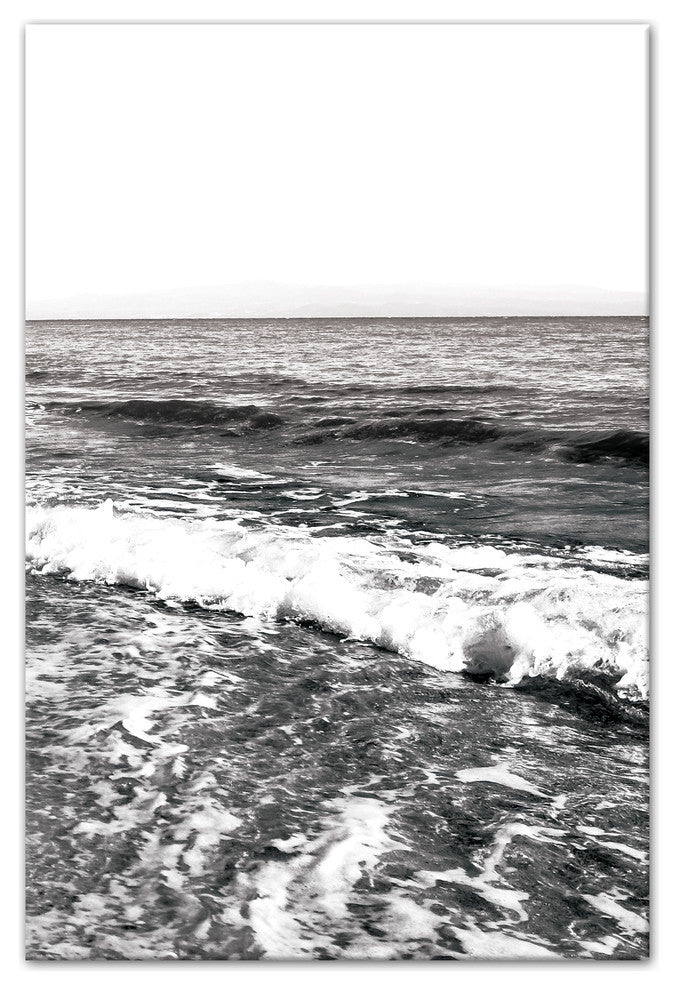 Black and White Ocean Waves 20x30 Canvas Wall Art