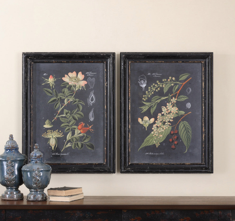 Uttermost "Midnight Botanicals" 2-Piece Wall Art Set, 24.63"x32.63"