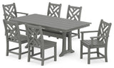 Chippendale 7-Piece Farmhouse Trestle Dining Set, Slate Grey