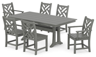 Chippendale 7-Piece Farmhouse Trestle Dining Set, Slate Grey