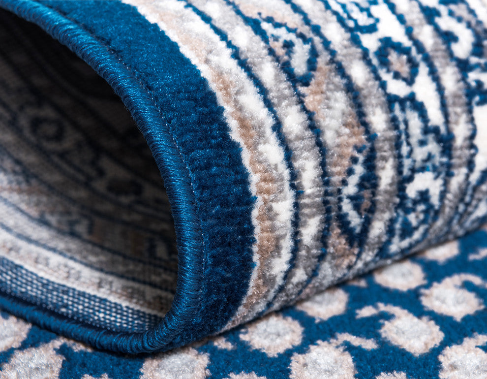 Unique Loom Blue Allover Williamsburg 5' Round Rug