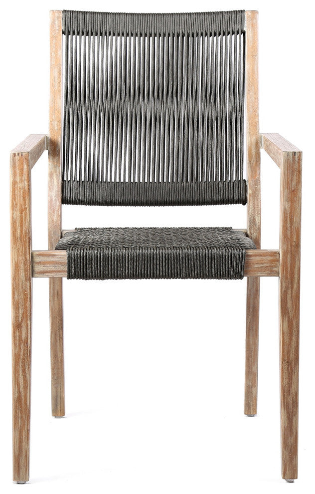 Madsen Outdoor Patio Charcoal Rope Arm Chair, Set of 2, Natural