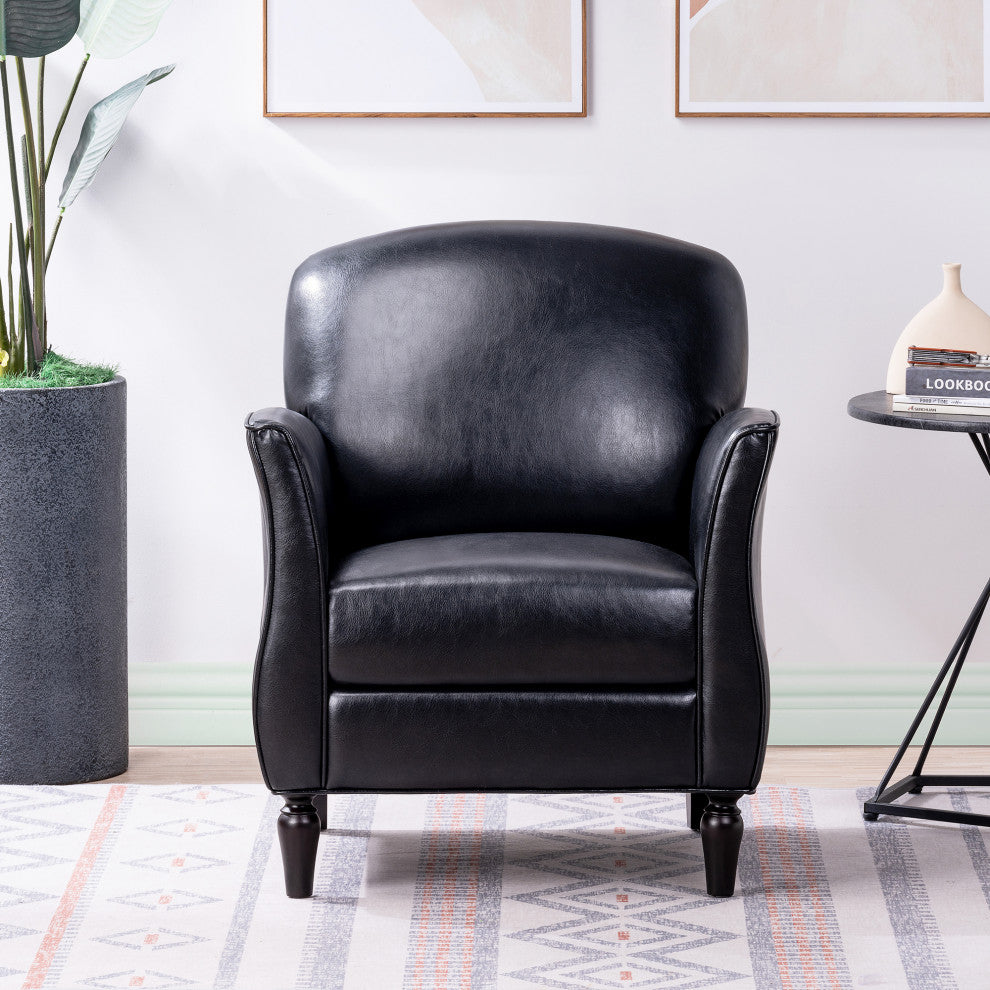 Faux Leather/Fabric Armchair with Wood Legs, Black, 26'' X 30''