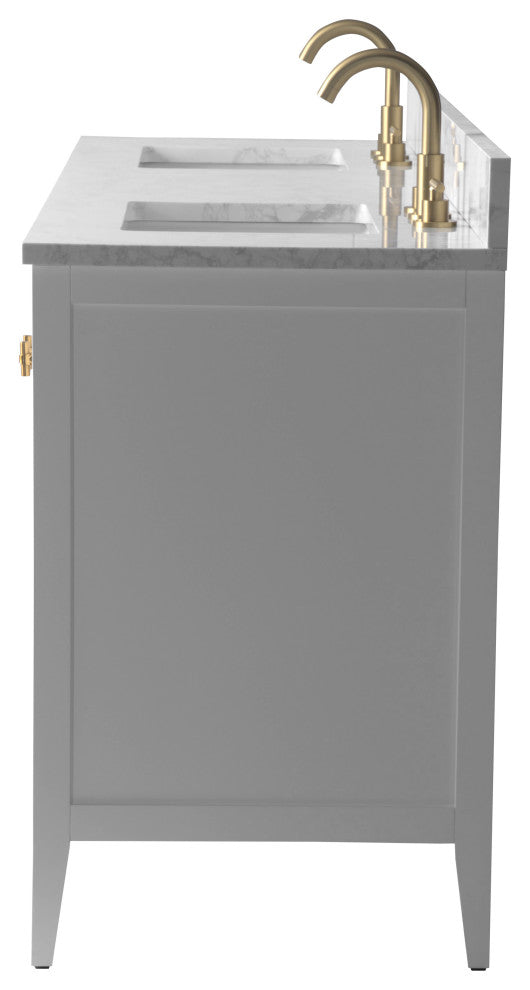 Vanity Art Freestanding Vanity, White, 72", Double Sink, Golden Brushed
