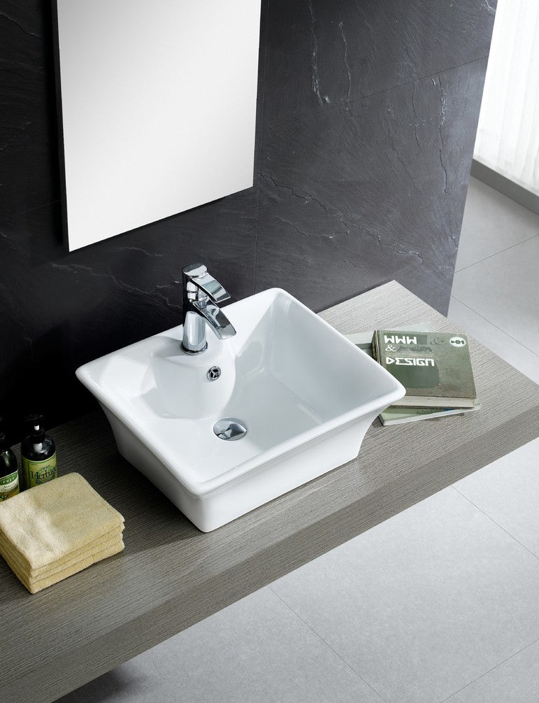 Fine Fixtures White Vitreous China Concave Square Vessel Sink