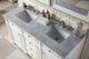 Bristol 60" Double Vanity Bright White, Carrara Marble