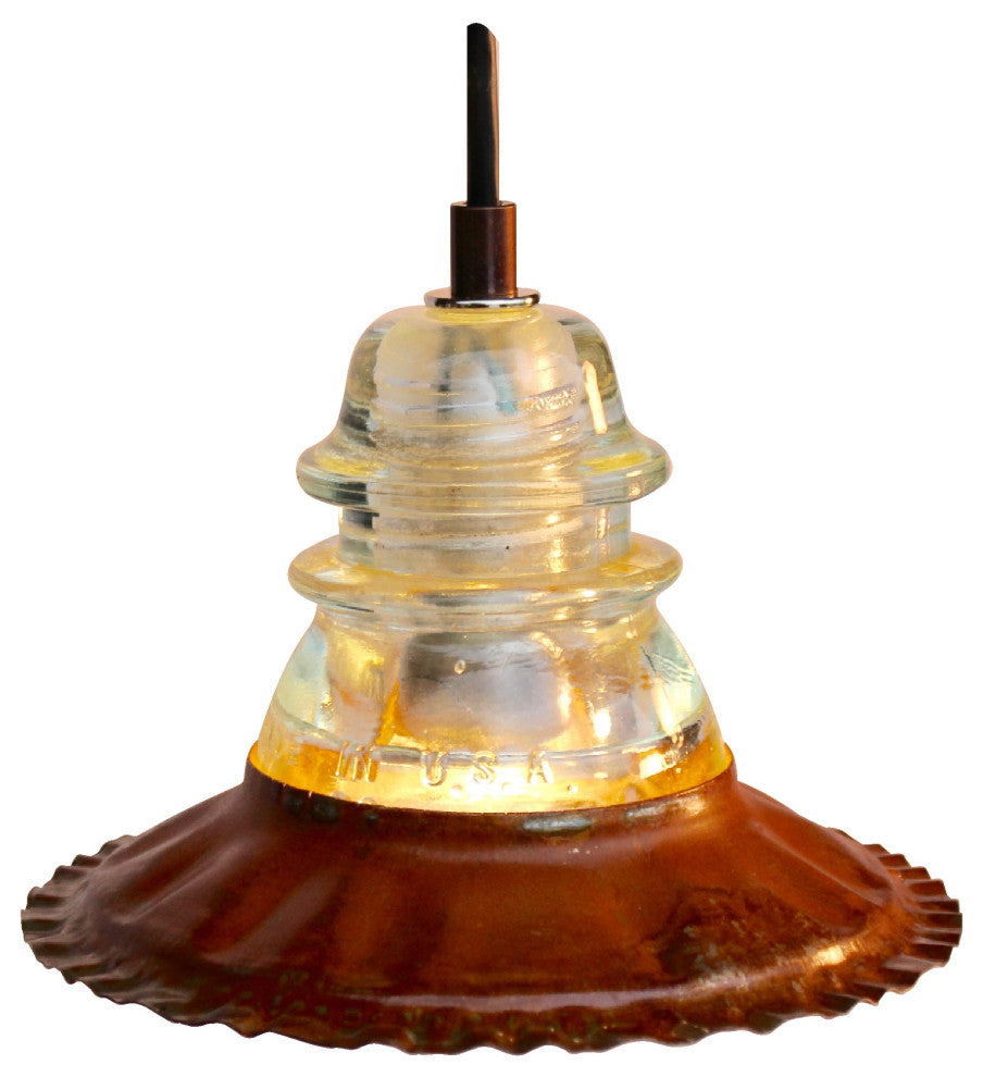 Insulator Light Pendant Fluted Metal Hood, LED 120V 6W 500 Lumen