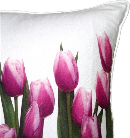 Pillow Decor - Vibrant Magenta Tulips 19 x 19 Throw Pillow