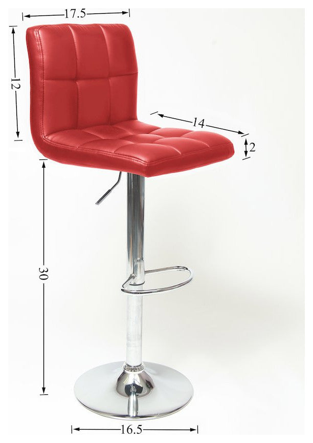 Biscc 2 Swivel Elegant PU Leather Modern Adjustable Hydraulic Bar Stools, Red