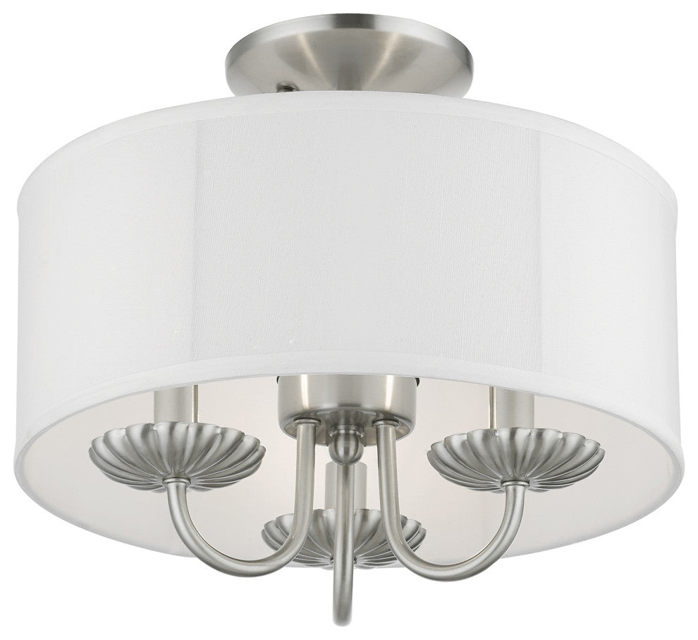 Livex Lighting 3 Light Brushed Nickel Semi-Flush Mount