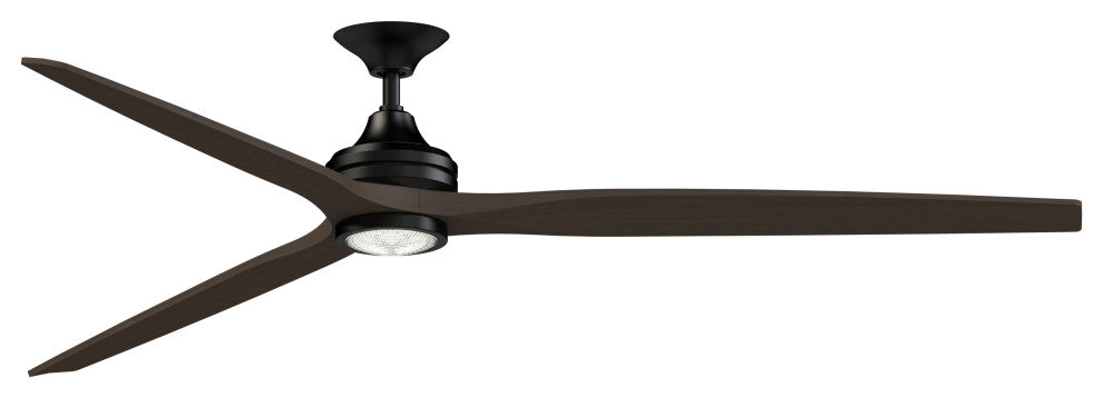 Fanimation Spitfire 84" Fan/LED Light, Black, Black/Dark Walnut Wood Blades