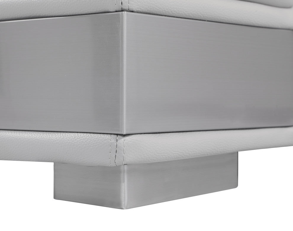 Milan Contemporary Genuine Italian Leather Sofa Light Gray