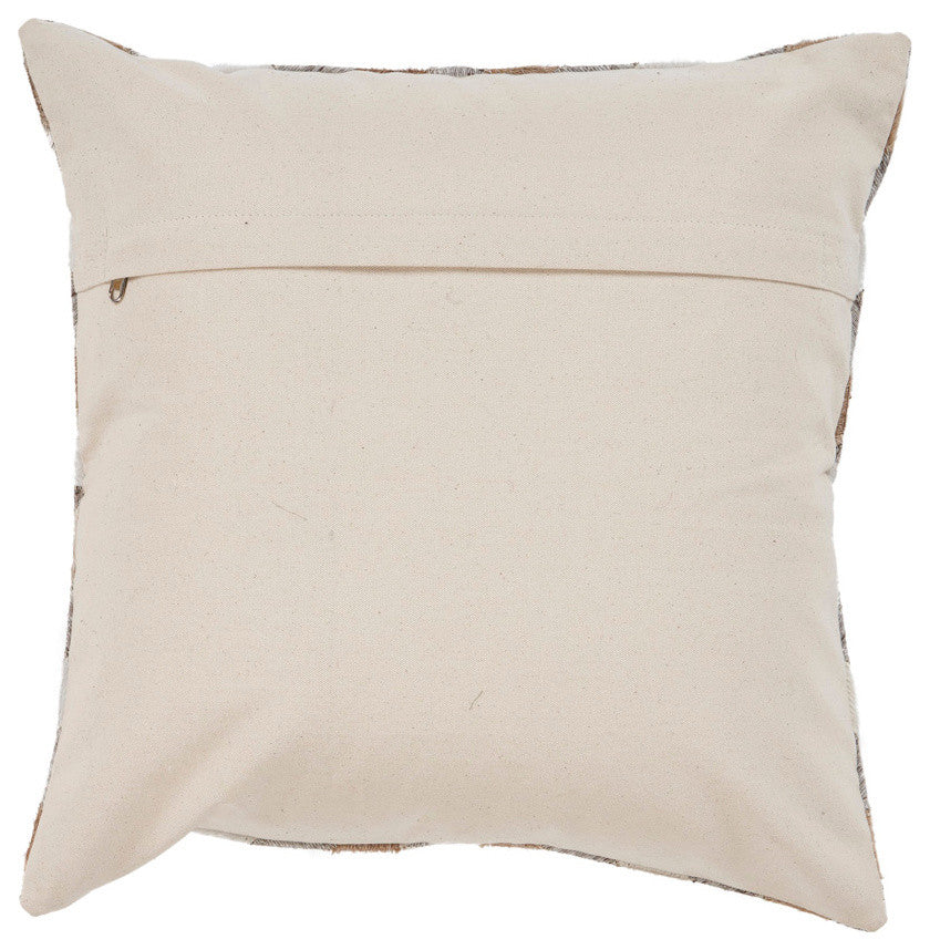 Textured Faux Fur Natural Throw Pillow