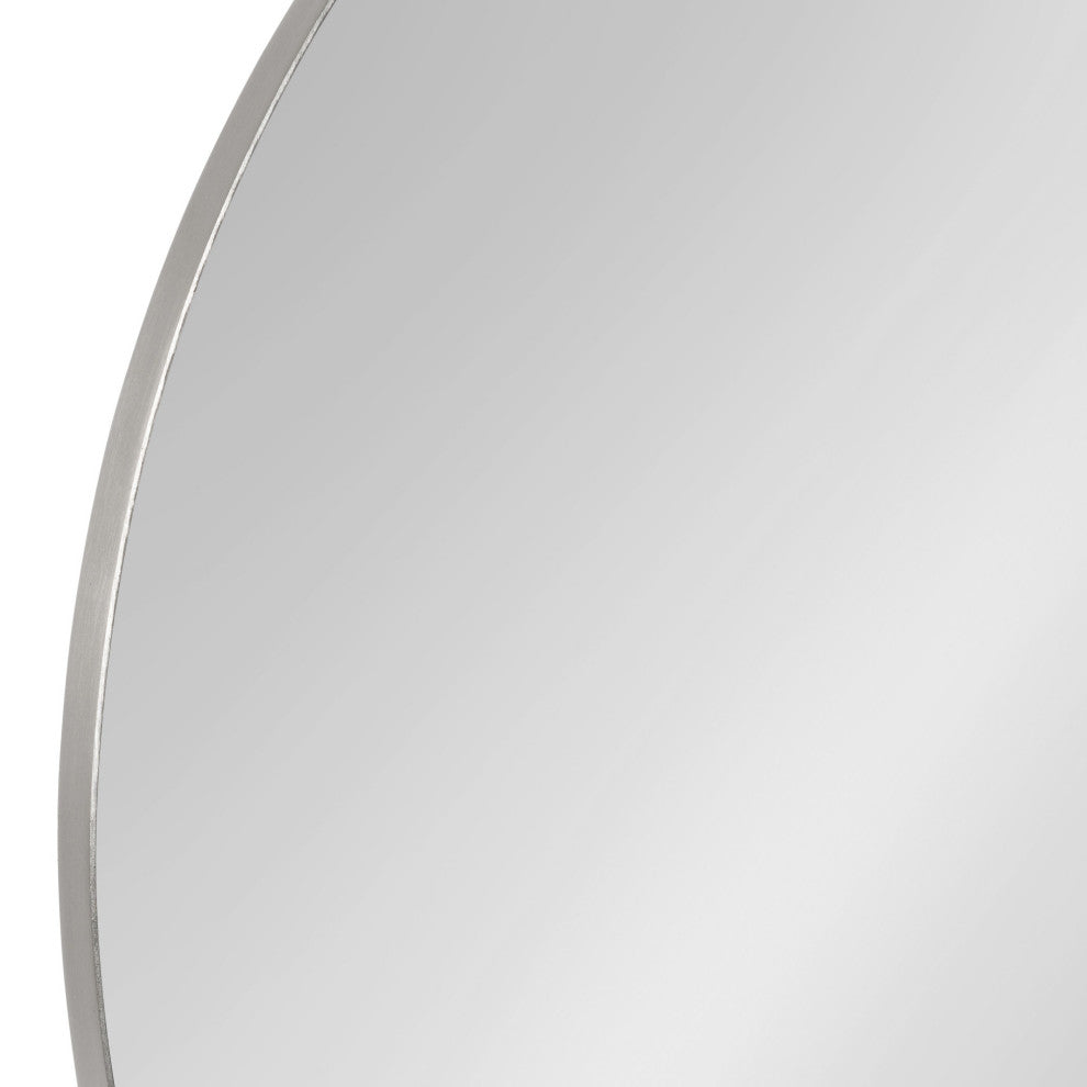 Rollo Round Framed Wall Mirror, Silver, 28 Diameter