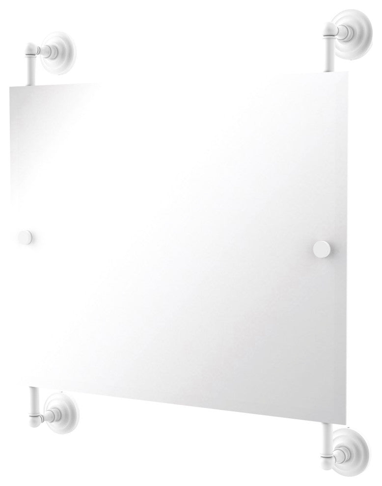 Prestige Que New Landscape Frameless Rail Mounted Mirror, Matte White