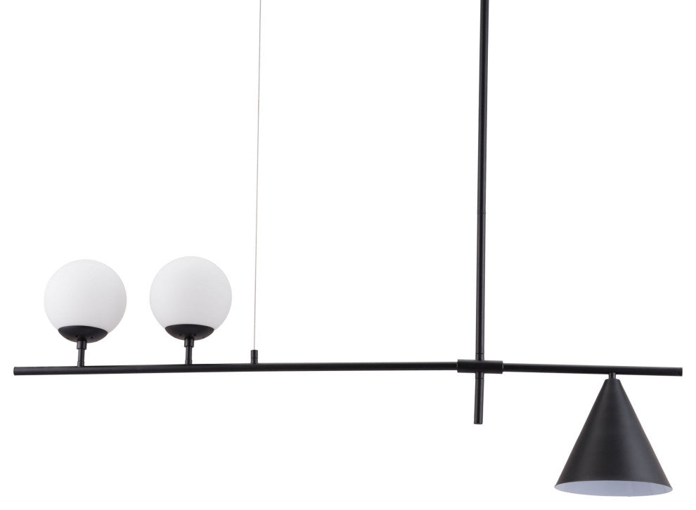 Pendant Ceiling Light Fixture, Glass, Steel Metal, Black, Kitchen LoungeLobby