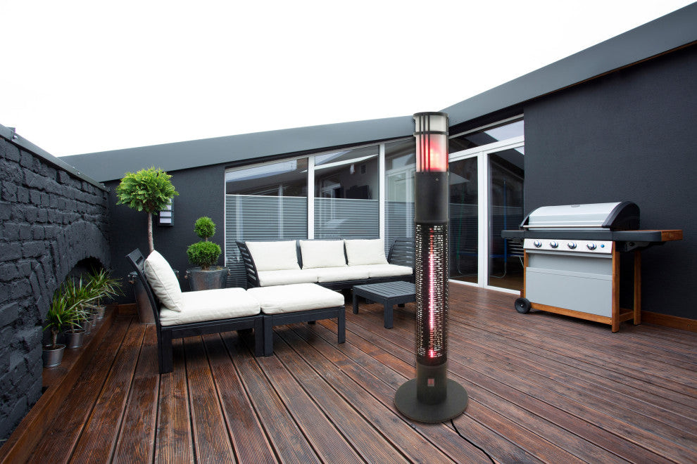 Portable Infrared Heater With Gold Tube and Flame