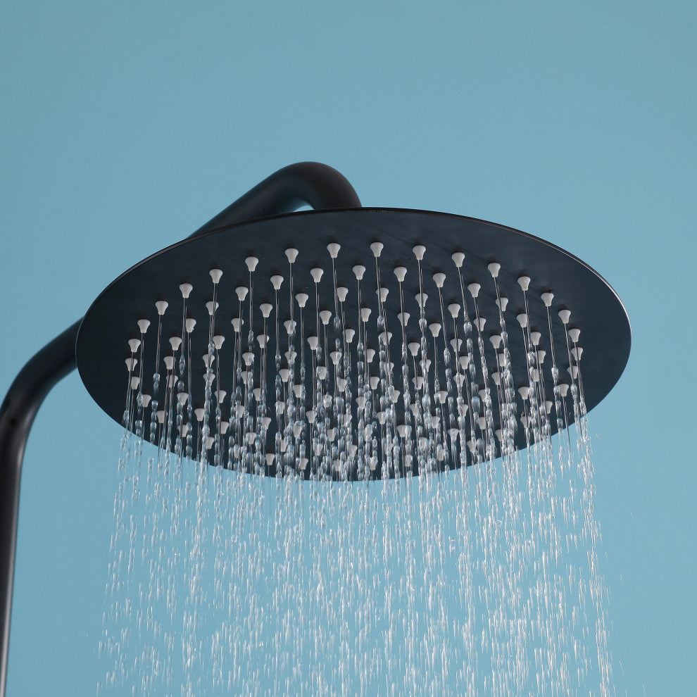 Exposed Shower System with Handheld Shower & Bathtub Spout, Matte Black