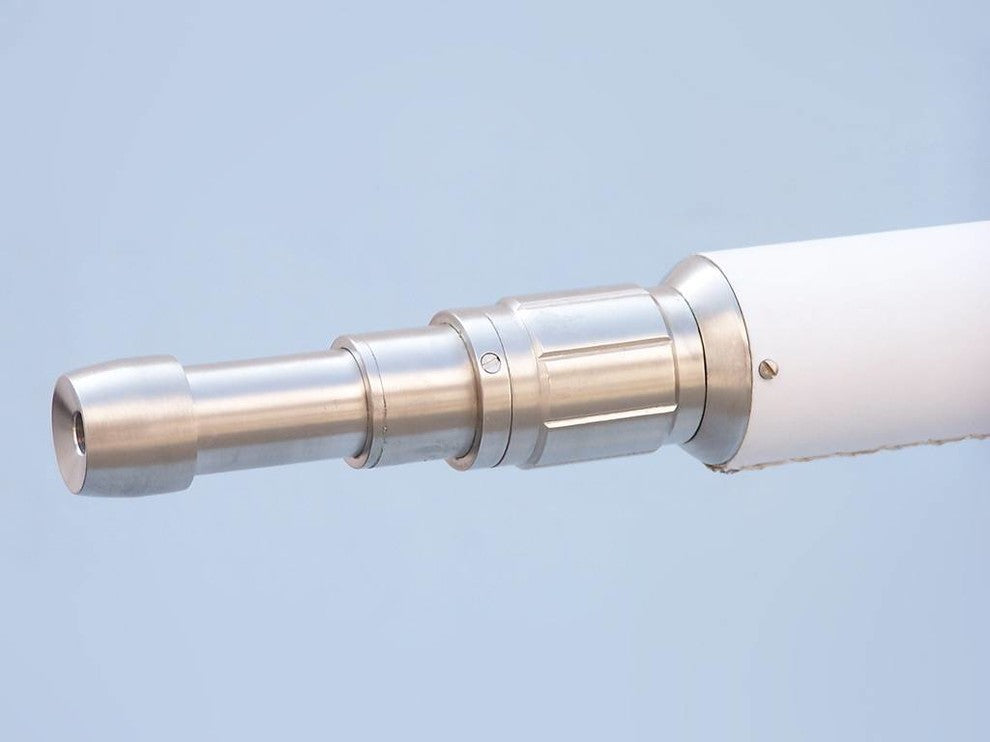 Floor Standing Brushed Nickel With White Leather Anchormaster Telescope 65''