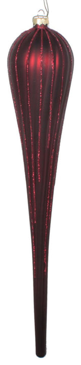 15.75" Burgundy Glitter Drop Orn 2/Bag