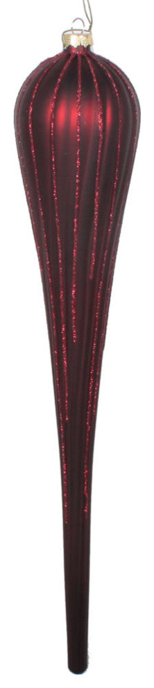 15.75" Burgundy Glitter Drop Orn 2/Bag
