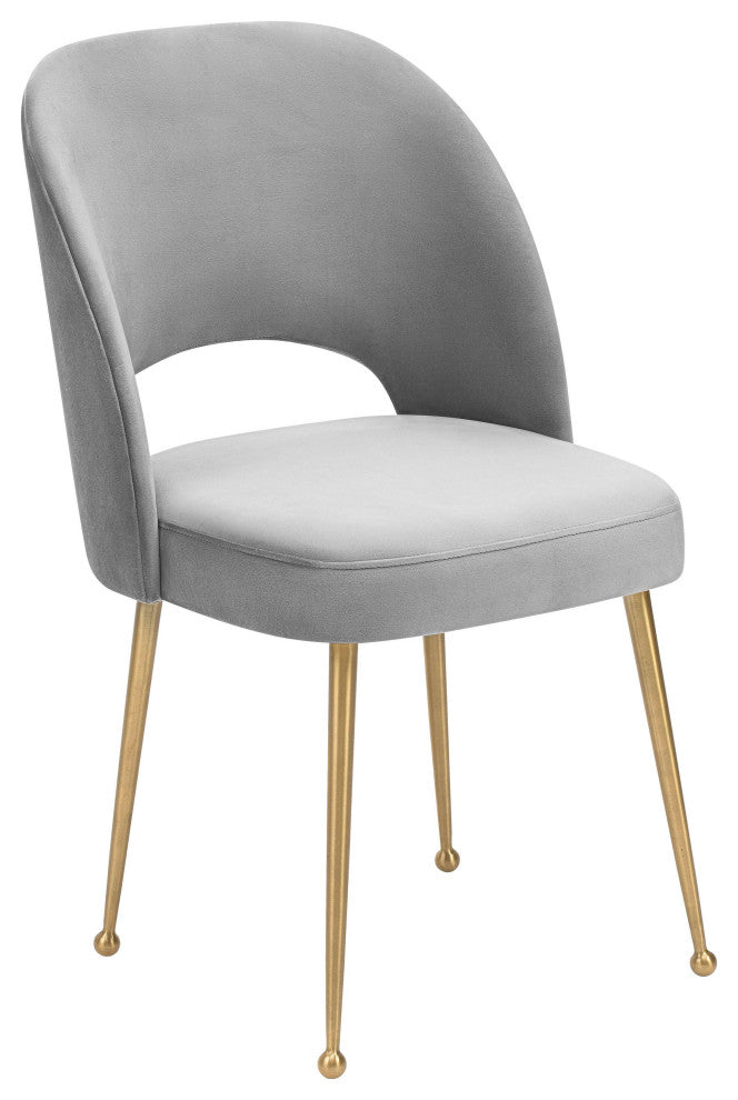 Swell Light Grey Velvet Chair - Grey