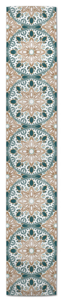 Faded Medallion Pattern 16x72 Cotton Twill Runner