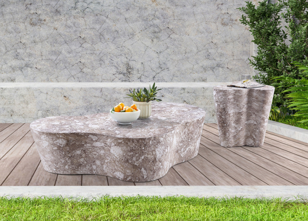 Monza Finished Concrete Indoor/Outdoor End / Side Table, Brown