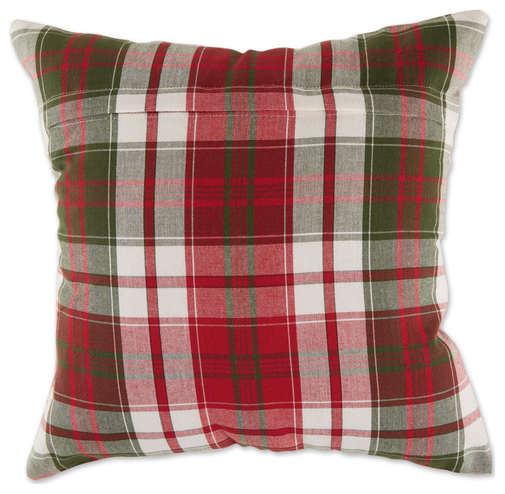DII Asst Traditional Christmas Plaid Pillow Cover 18x18", 4 Piece