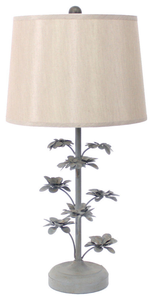 8" x 12" x 28" Gray Rustic Flowering Tree - Table Lamp
