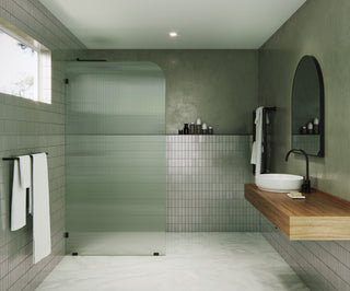 40"x78" Frameless Shower Door, Single Fixed Panel Fluted Radius, Oil Rubbed Bronze, 40" Left