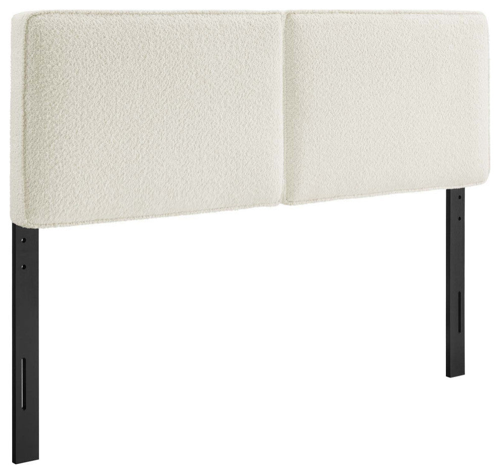 Lindee Boucle Fabric King Headboard, Cream