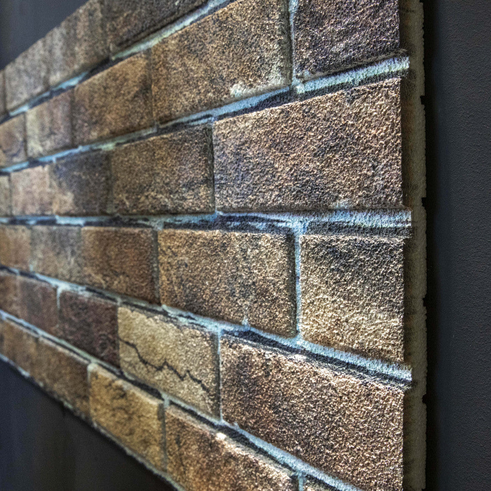 Faux Brick 3D Wall Panels, Beige Brown, Set of 10, Covers 54 sq ft