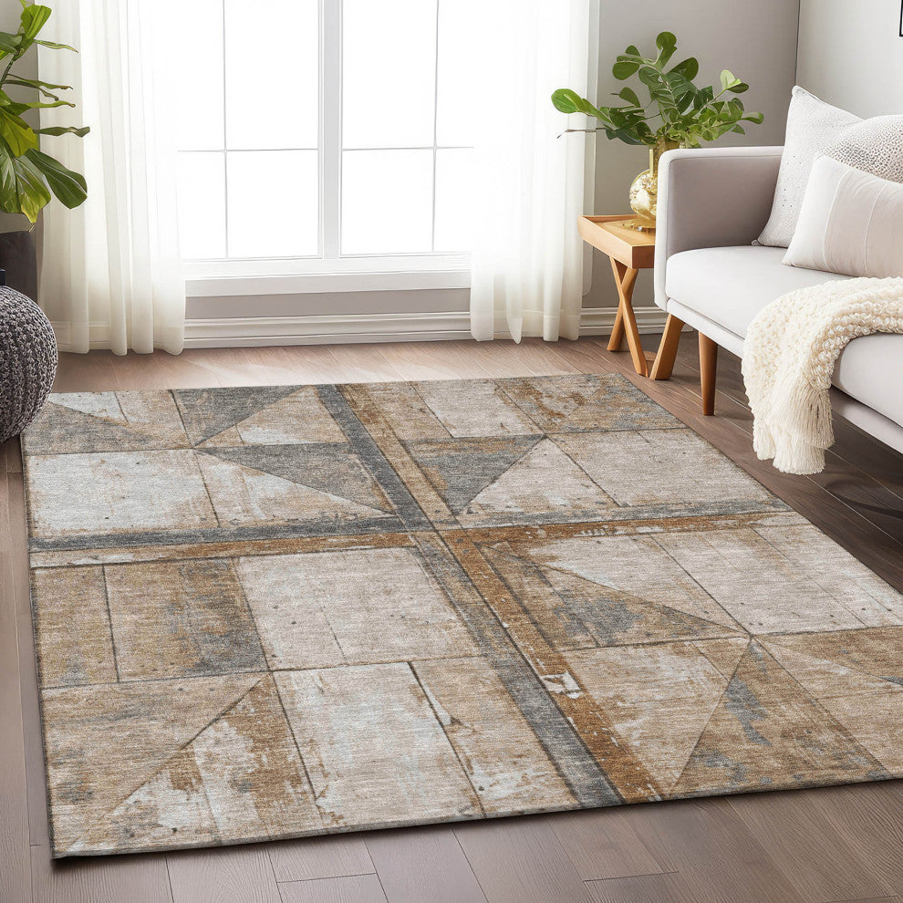Machine Washable Indoor/Outdoor Chantille ACN1876 Copper 5' x 7'6" Rug