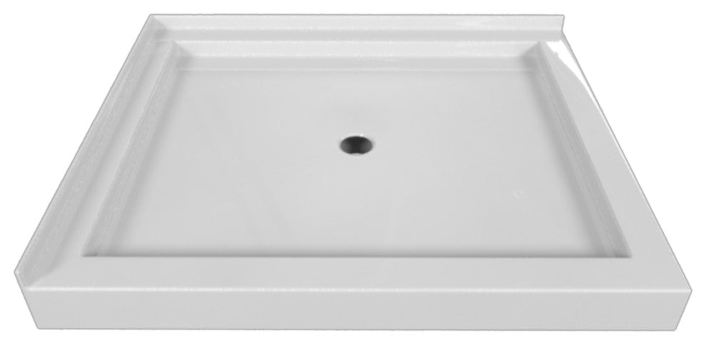 Valley Acrylic Double Threshold Acrylic Center Drain Shower Base 42", White, 42"