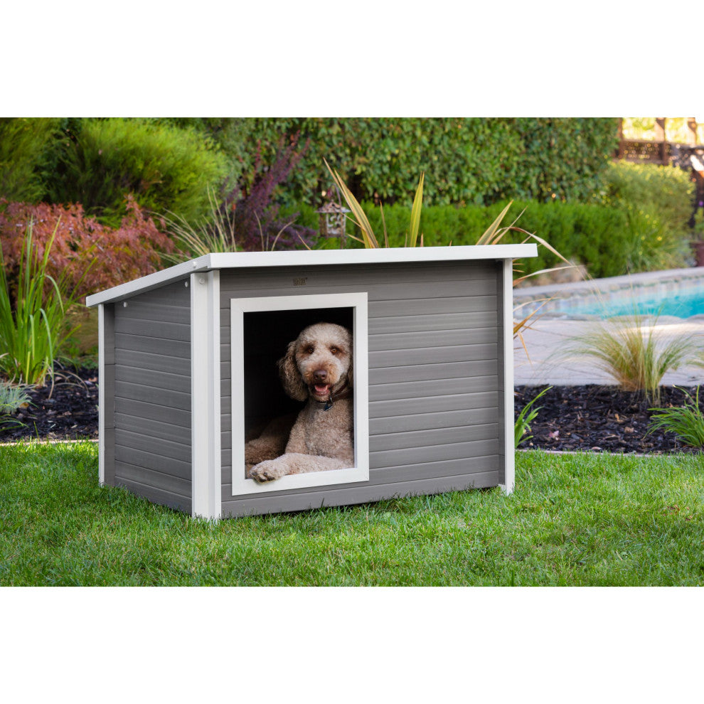 New Age Pet ECOFLEX Rustic Lodge Dog House, Gray, Extra Large
