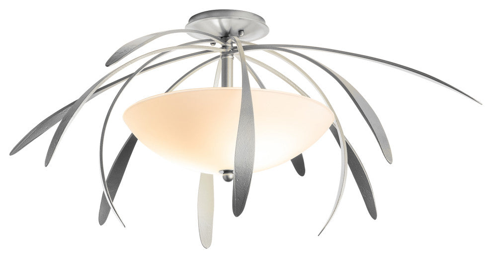 Dahlia Medium Semi-Flush, Vintage Platinum Finish, Opal Glass